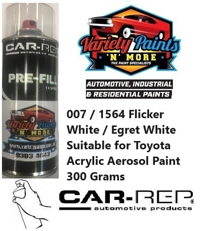007 / 1564 Flicker White / Egret White Suitable for Toyota Acrylic Aerosol Paint 300 Grams