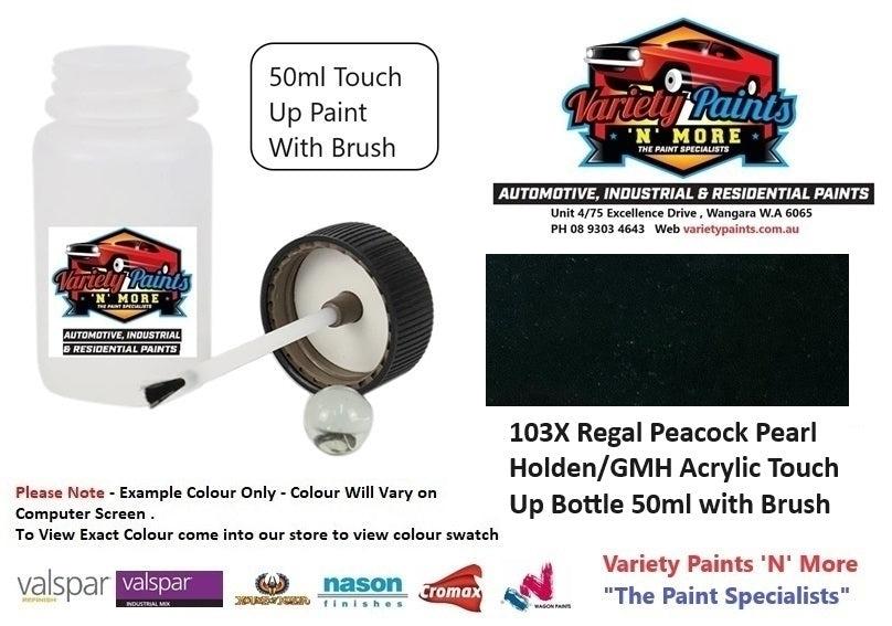 103X Regal Peacock Pearl Holden/GMH Acrylic Touch Up Bottle 50ml with Brush