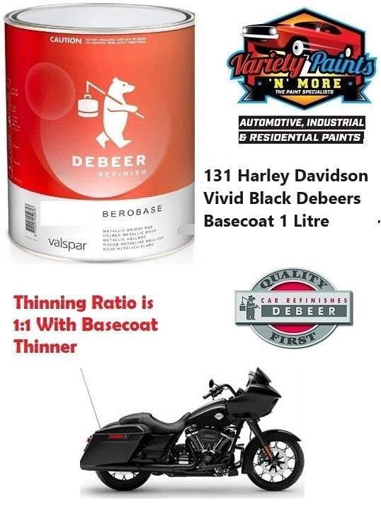 131 Harley Davidson Vivid Black Debeers Basecoat 1 Litre