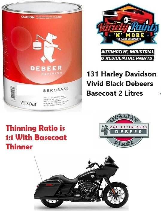 131 Harley Davidson Vivid Black Debeers Basecoat 2 Litres