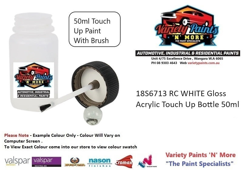 18S6713 RC WHITE Gloss Acrylic Touch Up Bottle 50ml