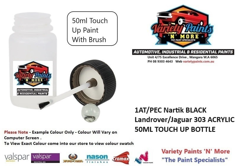 1AT/PEC Nartik BLACK Landrover/Jaguar 303 ACRYLIC 50ML TOUCH UP BOTTLE