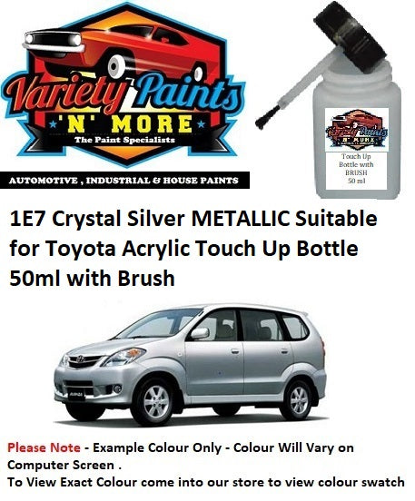 1E7 Crystal Silver METALLIC Suitable for Toyota Acrylic Touch Up Bottle 50ml with Brush