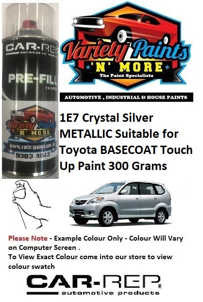1E7 Crystal Silver METALLIC Suitable for Toyota BASECOAT Touch Up Paint 300 Grams