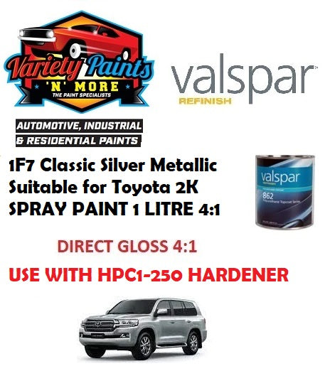 1F7 Classic Silver Metallic Suitable for Toyota 2K SPRAY PAINT 1 LITRE 4:1
