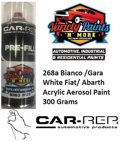 268a Bianco /Gara White Fiat/ Abarth Acrylic Aerosol Paint 300 Grams