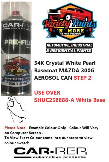 34K Crystal White Pearl Basecoat MAZDA 300G AEROSOL CAN STEP 2