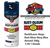 RustOLeum Stops Rust Gloss Navy Blue Aerosol 340g 5 IN 1 Nozzle