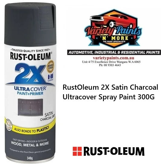 RustOleum 2X Satin Charcoal Ultracover Spray Paint 300G