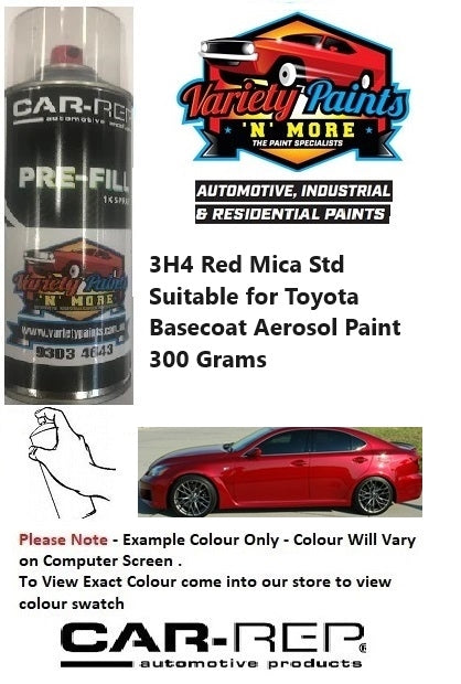 3H4 Red Mica Std Suitable for Toyota Basecoat Aerosol Paint 300 Grams 1IS 44A