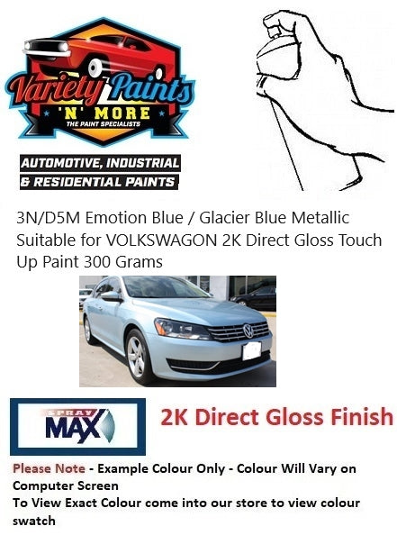 3N/D5M Emotion Blue / Glacier Blue Metallic Suitable for VOLKSWAGON 2K Direct Gloss Touch Up Paint 300 Grams