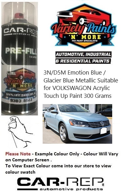 3N/D5M Emotion Blue / Glacier Blue Metallic Suitable for VOLKSWAGON ACRYLIC Touch Up Paint 300 Grams 1IS BOX7A