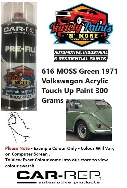 616 MOSS Green 1971 Volkswagon Acrylic Touch Up Paint 300 Grams