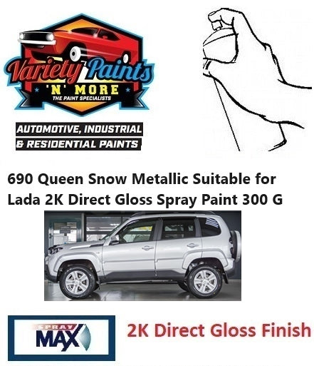 690 Queen Snow Metallic Suitable for Lada 2K Direct Gloss Spray Paint 300 Grams