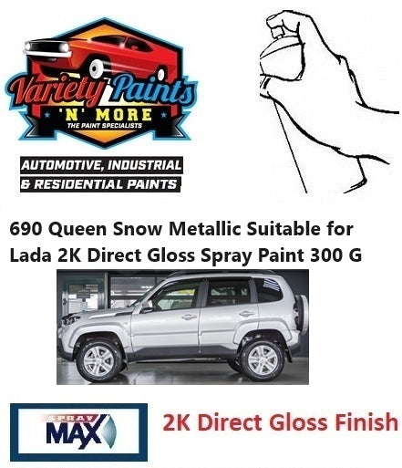 690 Queen Snow Metallic Suitable for Lada 2K Direct Gloss Spray Paint 300 Grams 1IS 17A