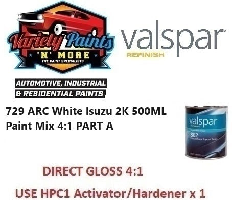 729 ARC White Isuzu 2K Direct Gloss 500ML Paint Mix