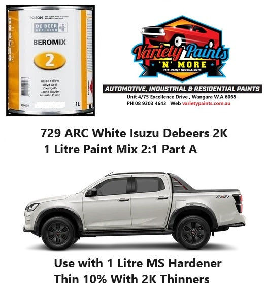 729 ARC White Isuzu Debeers 2K 1 Litre Paint Mix 2:1 Part A