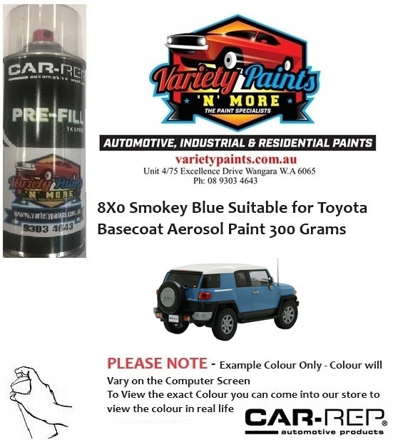 8X0 Smokey Blue Suitable for Toyota Basecoat Aerosol Paint 300 Grams
