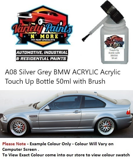 A08 Silver Grey BMW ACRYLIC Acrylic Touch Up Bottle 50ml with Brush