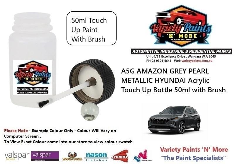A5G AMAZON GREY PEARL METALLIC HYUNDAI Acrylic Touch Up Bottle 50ml with Brush
