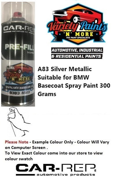 A83 /D02 Glacier Silver Metallic BMW Basecoat Aerosol Paint 300 Grams