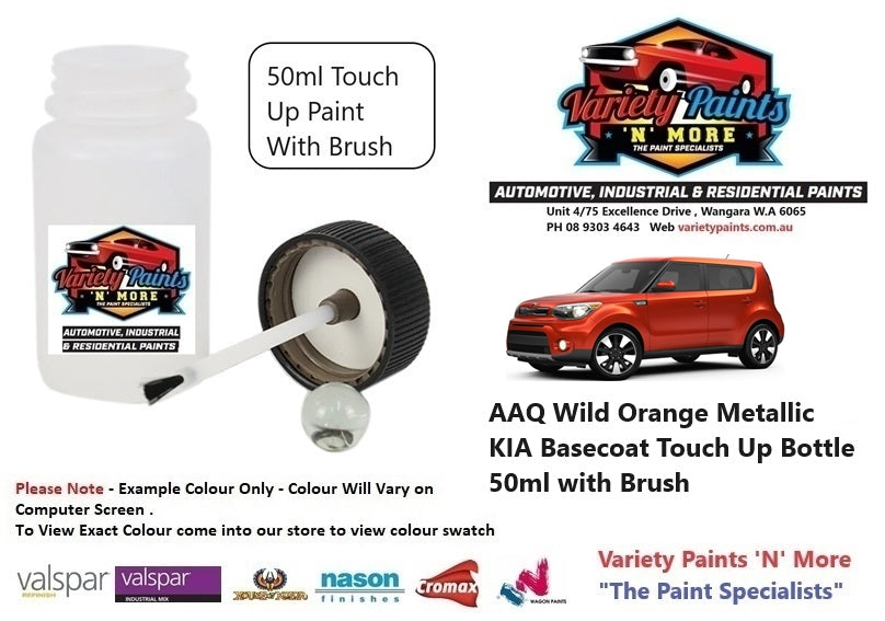 AAQ Wild Orange Metallic KIA Basecoat Touch Up Bottle 50ml with Brush