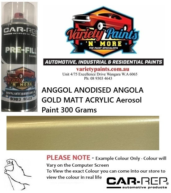 ANGGOL ANODISED ANGOLA GOLD MATT ACRYLIC Aerosol Paint 300 Grams