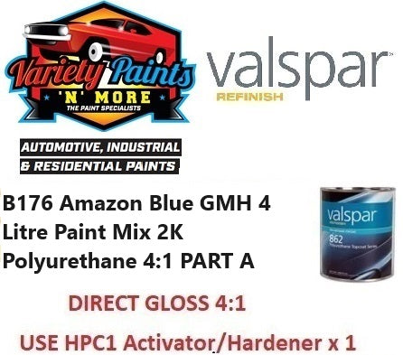 B176 Amazon Blue GMH 4 Litre Paint Mix 2K Polyurethane 4:1 PART A