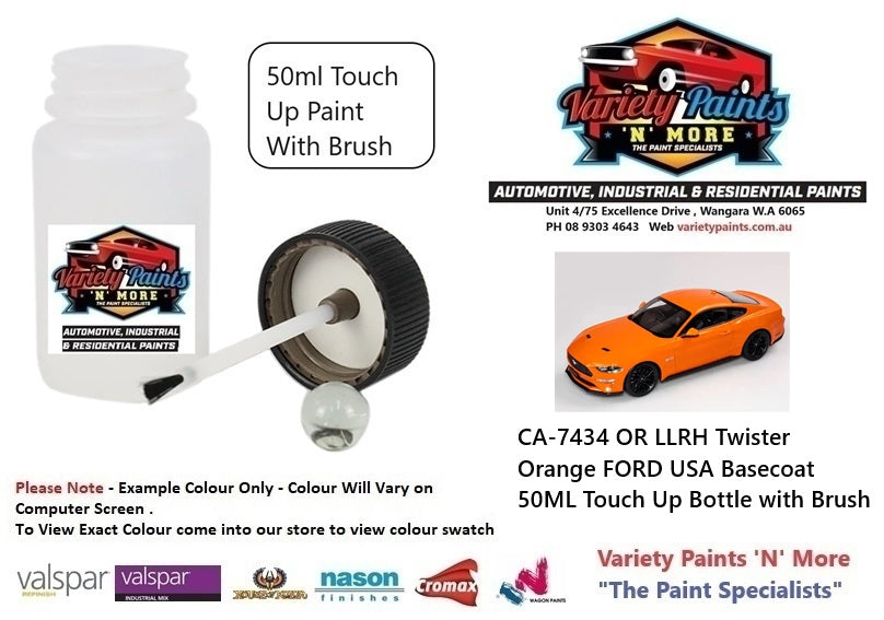 CA-7434 OR LLRH Twister Orange FORD USA Basecoat Touch Up Bottle 50ml with Brush