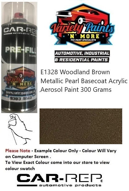 E1328 Woodland Brown Metallic Pearl Basecoat Aerosol Paint 300 Grams 1IS 19A