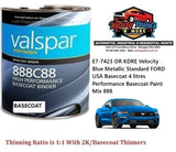 E7-7423 OR KDRE Velocity Blue Metallic Standard FORD USA Basecoat 4 litre Performance Basecoat Paint