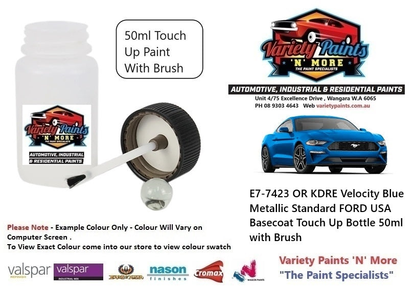 E7-7423 OR KDRE Velocity Blue Metallic Standard FORD USA Basecoat Touch Up Bottle 50ml with Brush
