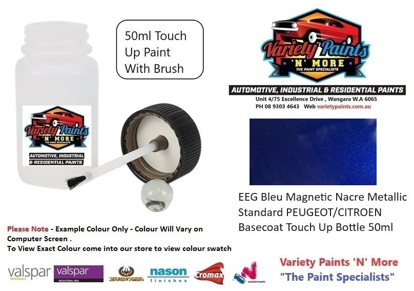 EEG Bleu Magnetic Nacre Metallic Standard PEUGEOT/CITROEN Basecoat Touch Up Bottle 50ml