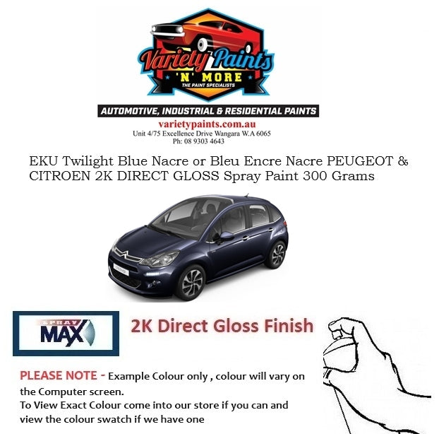 EKU Twilight Blue Nacre or Bleu Encre Nacre PEUGEOT & CITROEN 2K DIRECT GLOSS