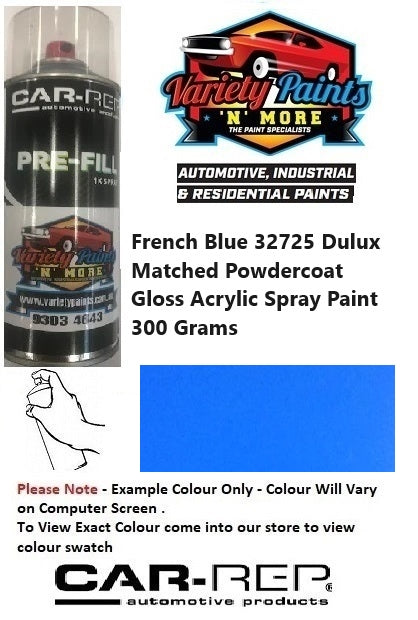 French Blue 32725 Dulux Matched Powdercoat Gloss Acrylic Spray Paint 300 Grams 1IS 47A