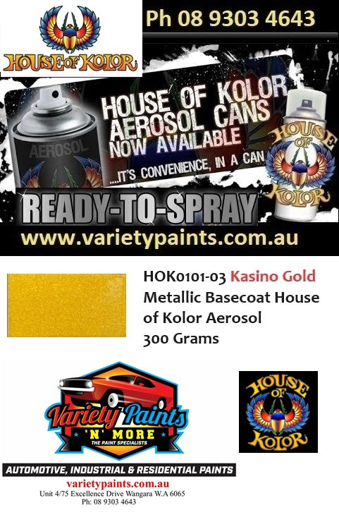 HOK0101-03 Kasino Gold Metallic Basecoat House of Kolor Aerosol 300 Grams