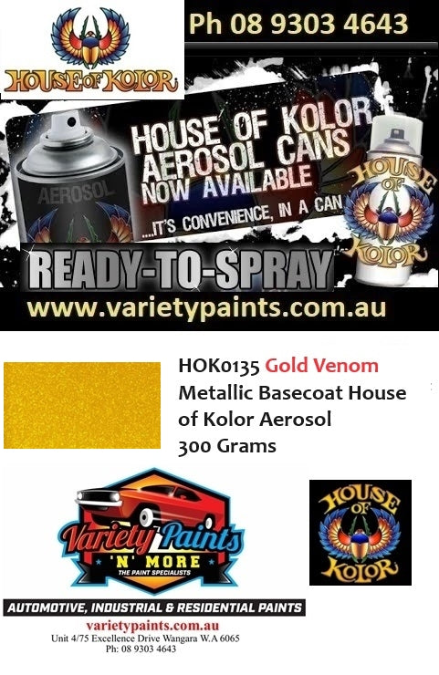 HOK0135 Gold Venom Metallic Basecoat House of Kolor Aerosol 300 Grams