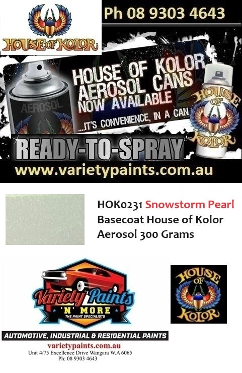 HOK0231 Snowstorm Pearl Basecoat House of Kolor Aerosol 300 Grams