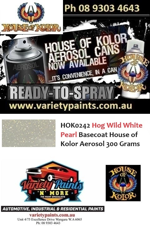 HOK0242 Hog Wild White Pearl Basecoat House of Kolor Aerosol 300 Grams