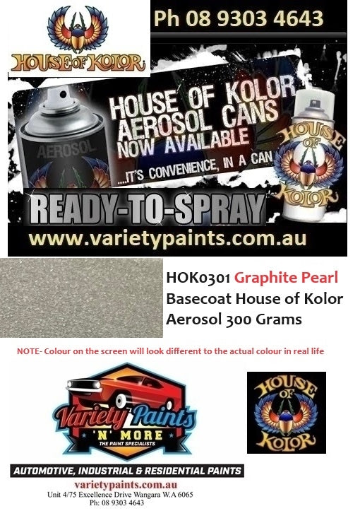 HOK0301 Graphite Pearl Basecoat House of Kolor Aerosol 300 Grams