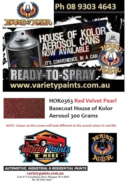 HOK0363 Red Velvet Pearl Basecoat House of Kolor Aerosol 300 Grams