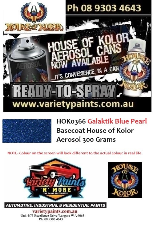 HOK0366 Galaktik Blue Pearl Basecoat House of Kolor Aerosol 300 Grams