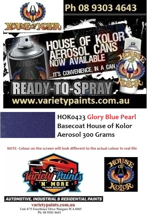 HOK0423 Glory Blue Pearl Basecoat House of Kolor Aerosol 300 Grams
