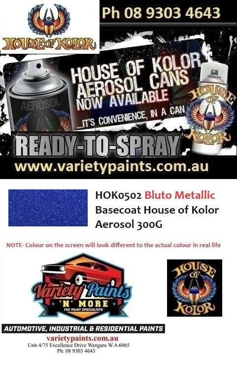HOK0502 Bluto Metallic Basecoat House of Kolor Aerosol 300G