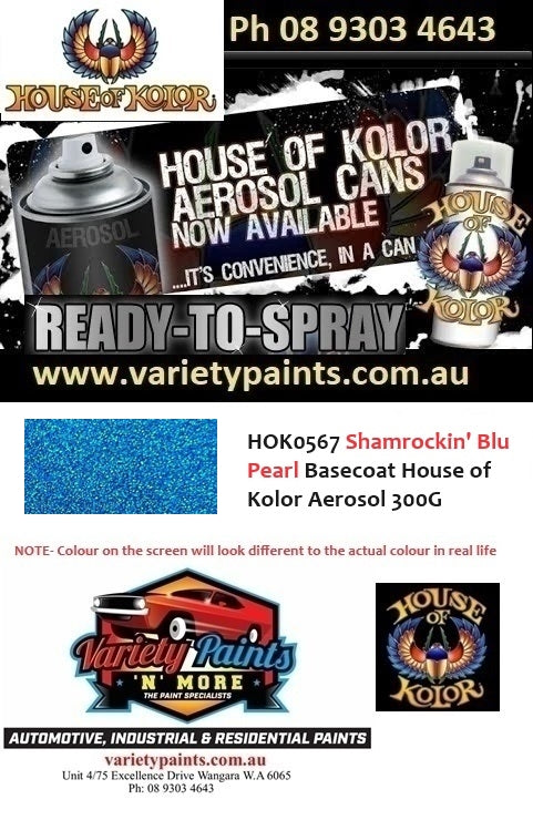 HOK0567 Shamrockin' Blu Pearl Basecoat House of Kolor Aerosol 300G