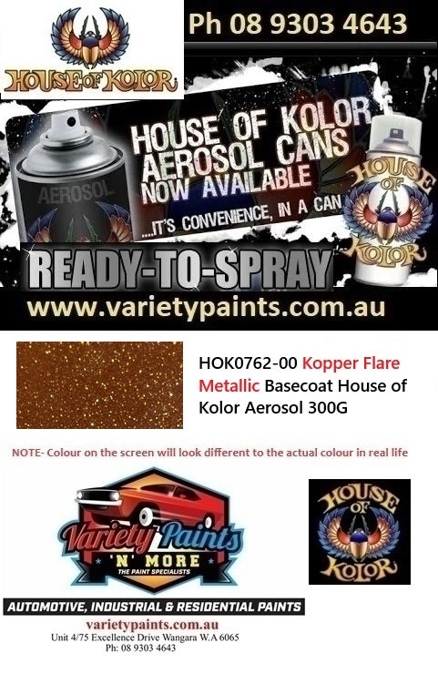 HOK0762-00 Kopper Flare Metallic Basecoat House of Kolor Aerosol 300G