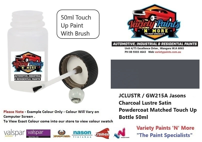 GW215A Jasons Charcoal Lustre Satin Powdercoat Matched Touch Up Bottle 50ml JCLUSTR