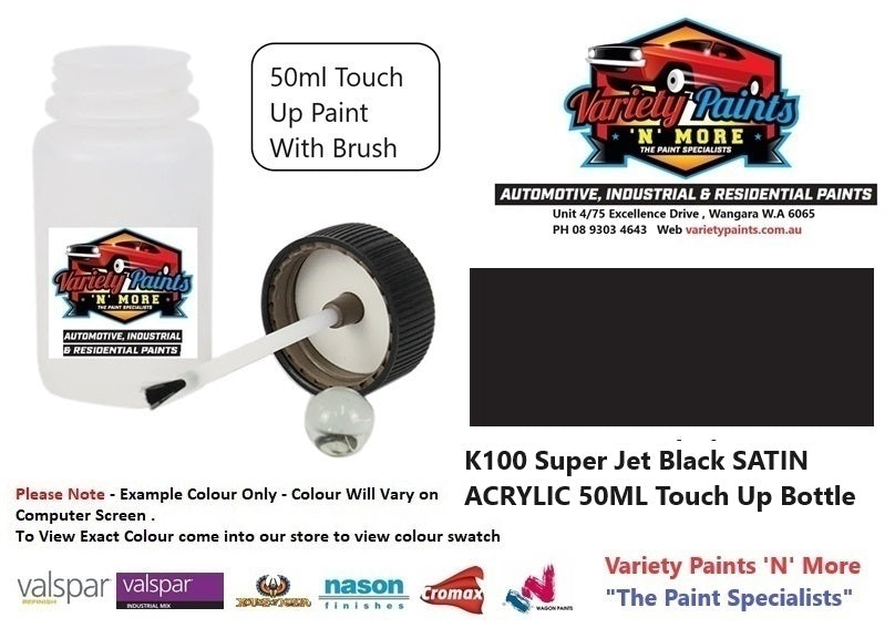 K100 Super Jet Black Satin ACRYLIC 50ML Touch Up Bottle