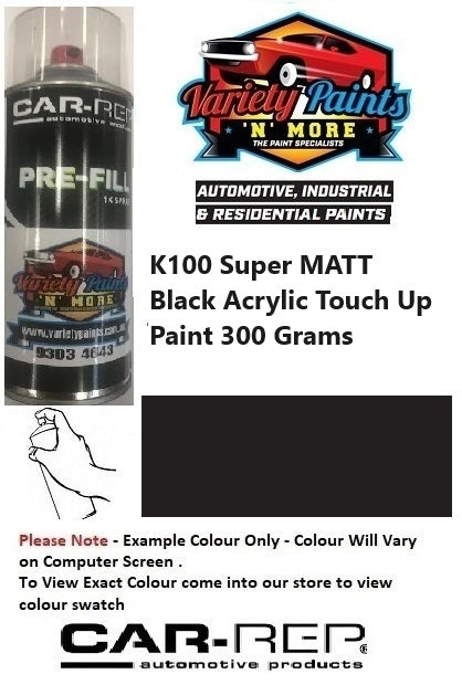 K100 Super MATT Black Acrylic Touch Up Paint 300 Grams