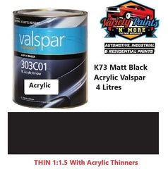 K73 Matt Black Acrylic Valspar 4 Litres